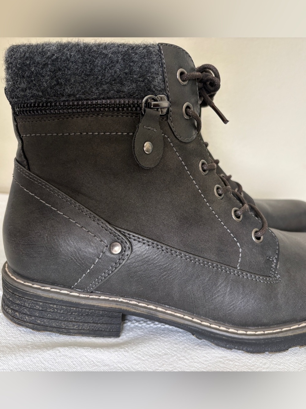Patrizia by Spring Step Orsenise Grey Lace-Up Combat Boots Size 40 / US 9 - Picture 7 of 13